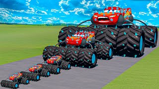 Big amp Small Long Bus Spiked Lightning McQueen Thorns vs Car Crasher Ships  BeamNGdrive [upl. by Mosley230]