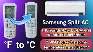 Hindi Convert F to C Adjust temperature in 05C step  Samsung Split amp Windfree AC remote guide [upl. by Naejarual]