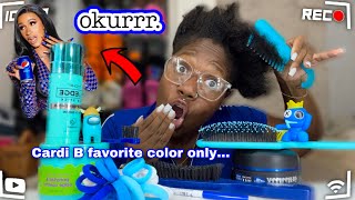 Doing my Natural Hair only using Cardi B favorite color products [upl. by Cecile]