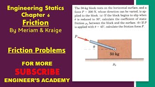 Calculate the coefficient of static friction  Chapter 6 Friction  Engineers Academy [upl. by Eelamme670]