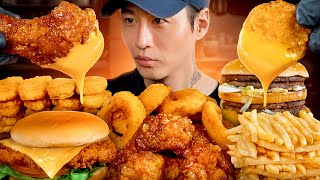 ASMR MUKBANG  Fast Food Big Mac Chicken Nuggets Onion Rings Chicken Sandwich Wings Fries [upl. by Karlise669]