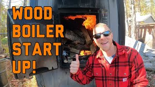 FIRING UP MY OUTDOOR WOOD BOILER CL 6048 CLASSIC [upl. by Servetnick254]