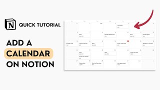 How to Add a Calendar on Notion Quick Tutorial [upl. by Leonore]