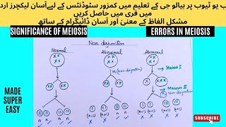 Explain easily Errors and significance of meiosis with very easy and simple diagrams [upl. by Trillby]