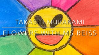 Takashi Murakami Inspired Painted Color Wheel Flower Art Lesson with MsReiss [upl. by Luzader]