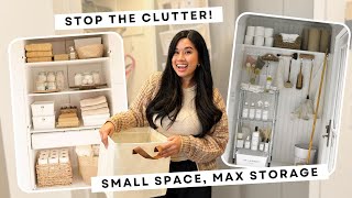 MAXIMIZING MY SMALL ENTRYWAY CLOSET W DIY STORAGE UPGRADES renterfriendly makeover on a budget [upl. by Ardnat]