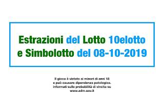 Estrazione del lotto di oggi Martedì 08 Ottobre 2019 [upl. by Inesita49]