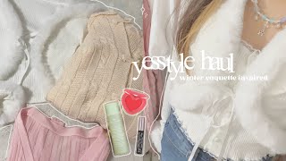 YESSTYLE HAUL ❄️🤍  coquette winter inspired clothing tryon  review  ☃️ [upl. by Fortier210]