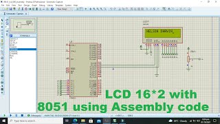 interfacing lcd 162 with 8051 microcontroller in proteus using assembly language in uvision keil [upl. by Retsek682]