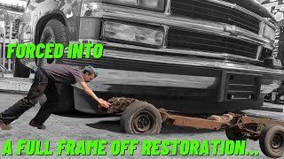 Frame gets swapped  Slammed stepside lowrider Project C10  EP2 [upl. by Bailey]