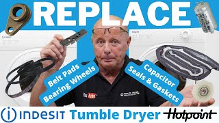 How to Replace a belt bearing capacitor amp motor on Hotpoint Indesit amp Ariston tumble dryers [upl. by Ahsinik]