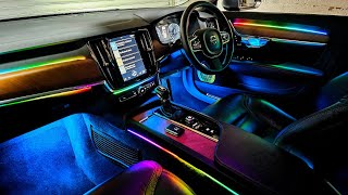 Transforming Volvo S90 With Ambient Lighting Full Install  RGB LED Car Interior Lights [upl. by Sajet]