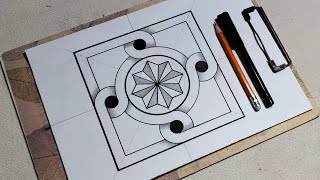 Beautiful geometric pattern drawing  Drawing tutorial step by step [upl. by Giavani]