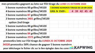 Tirage LOTO® du 23 octobre 2024  comment gagner pronostics  FDJ [upl. by Aicram427]