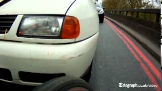 Cyclist captures road rage with helmet cam [upl. by Eachelle]