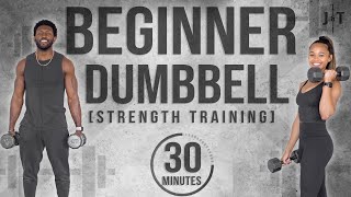 30 Minute Full Body Beginner Dumbbell Workout With Modifications [upl. by Chessy436]