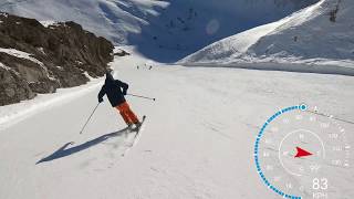 The Sarenne Alpe d’Huez 2019 in 4k skiing over 100 KPH longest black run in Europe [upl. by Zela492]