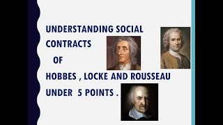 SOCIAL CONTRACTS OF HOBBES LOCKE AND ROUSSEAU IN JUST 5 POINTS WESTERN POLITICAL THOUGHT [upl. by Broome]