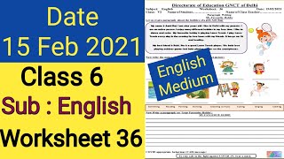 English Worksheet 36 Class 615 Feb 2021mondayWorksheet 36 class 6 english36 worksheet english [upl. by Anamor]