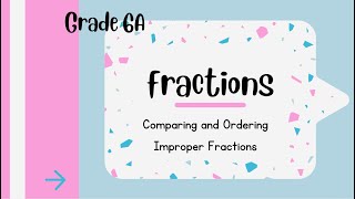 Math Fractions Comparing and Ordering Improper fractions Grade 6A [upl. by Mora]