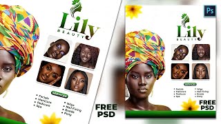 How To Design a BEAUTIFUL SALON FLYERBANNER  Photoshop Tutorial FREE PSD [upl. by Grodin861]