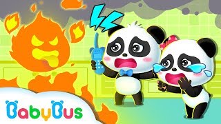 Help Fire Strikes in Baby Pandas Home  Firefighter Rescue Team  Kids Safety Tips  BabyBus [upl. by Milo]