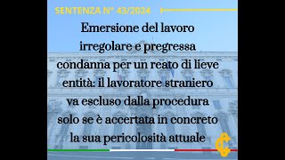 Emersione del lavoro irregolare e pregressa condanna per un reato di lieve entità [upl. by Gregrory]