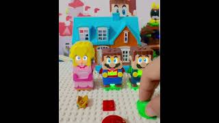 Triple Lego Mario exchange their costume to Lego Peach 2570 shorts fyp trending toys funny [upl. by Seuqramed217]