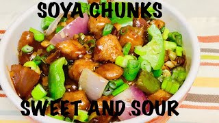 SOYA CHUNKS SWEET AND SOUR RECIPE  SOYA NUGGETS IN SWEET amp SOUR SAUCE [upl. by Mihsah713]