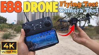 E88 Camera Drone Unboxing FlyingReview amp Camera Test [upl. by Wilscam]