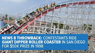 Contestants ride Giant Dipper Roller Coaster in San Diego for 50k prize in 1998 [upl. by Assirrem]