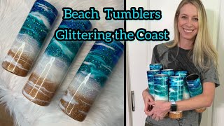 Epoxy Beach Tumbler Tutorial with Alcohol Inks and Epoxy Additive KCC Glitter and KS Resin Epoxy [upl. by Calise448]