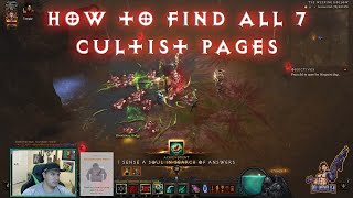 The Darkening of Tristram  How To Find All 7 Cultist Pages [upl. by Nnylecyoj91]