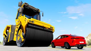 Giant Road Roller Crushes Cars  Beamng drive [upl. by Arem254]