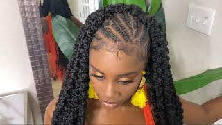 Half Stitch Braids  Half Flossi Braids Crochet Hair  ft Nala Tress [upl. by Tucky559]