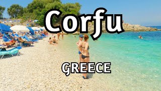 Kassiopi Corfu Greece  The most beautiful beach in Corfu  Bataria beach walk 4k [upl. by Clarisa]