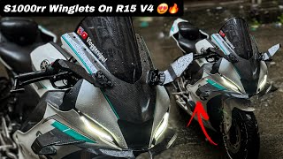 S1000rr Winglets on R15 v4 🚀🔥 5499rs worth it   installation process  BMW lene ki planning😍 [upl. by Lemmie]