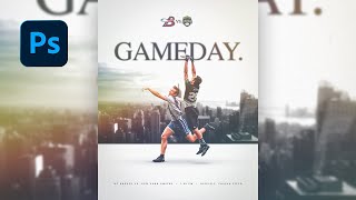 Simple Gameday Sports Graphic Design  StepbyStep Photoshop Tutorial [upl. by Narba196]