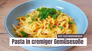 Cremige Pasta mit Kichererbsen  vegan und einfach [upl. by Arraes]