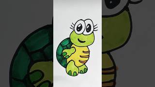 Turtle drawing  simple and cute drawings for kids shorts viralvideo trendingshorts art kids [upl. by Vyky988]