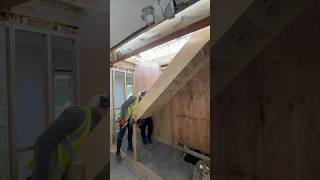 Single winder staircase install stairs carpentry construction building dewalt woodwork [upl. by Clein595]