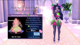 NEW NUTURING NYMPH DRESS NATURE FAIRY SHOWCASE IN RH Royale High [upl. by Anillek]