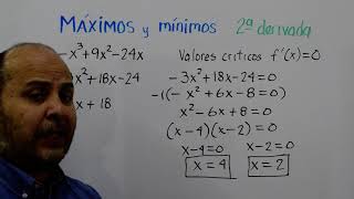 MÁXIMOS Y MÍNIMOS Criterio de la segunda derivada Ejemplo 2 [upl. by Paxton]