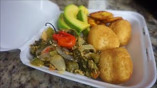 Jamaican Callaloo amp Saltfish Fried Dumpling Sunday Morning Breakfast Recipe [upl. by Asirret49]