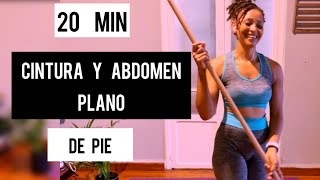 ABDOMINALES DE PIE para Reducir Cintura y Aplanar Abdomen con un PALO  19 Min  at Home [upl. by Anivid252]