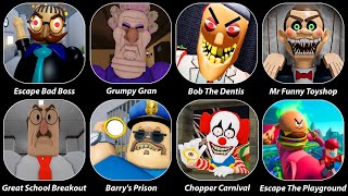 Escape Bad BossGrumpy GranBob The DentisMr ToyshopBarrys PrisonGreat SchoolChopper Carnival [upl. by Akila]