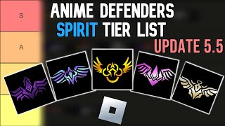 Anime Defenders Spirit Tier List  Update 55 [upl. by Hairom520]