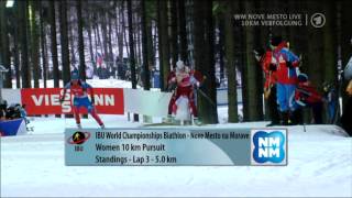 Biathlon WM Verfolgung der Damen in Nove Mesto 2013 [upl. by Etteval236]