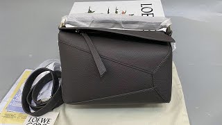 Loewe small soft grain calf leather puzzle hand bag review [upl. by Junno]