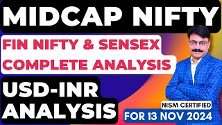 🔴MIDCAP NIFTY TOMORROW PREDICTION  13 NOVEMBER WEDNESDAY  FINNIFTY TOMORROWUSDINR ANALYSIS [upl. by Hazem64]